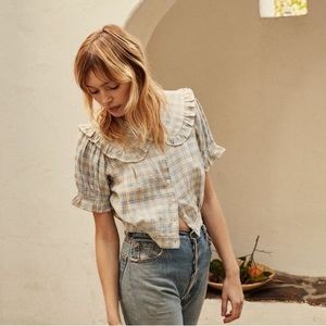 Doen Sparrow blouse plaid ALTERED